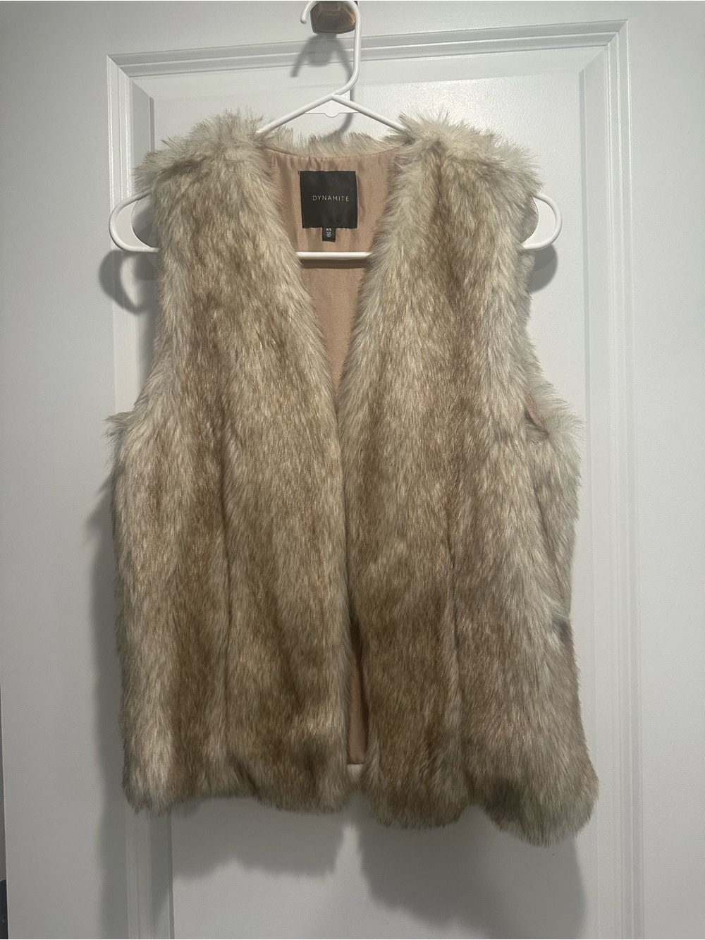 Dynamite Neutral Beige Faux Fur Vest